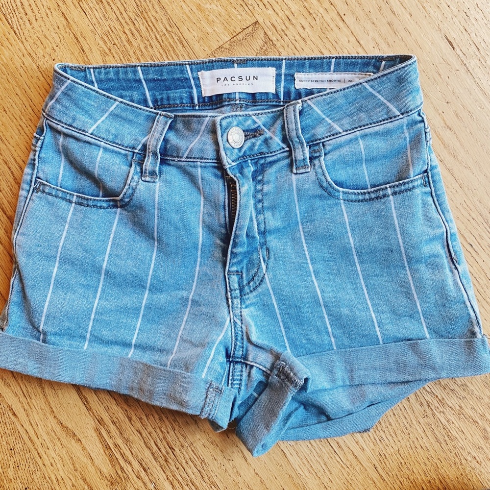 Pinstripe high-waist shorts